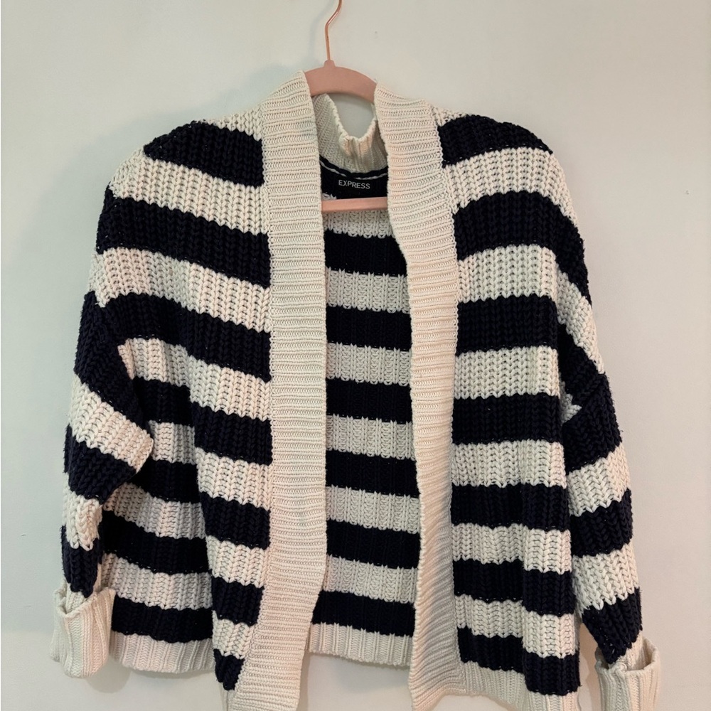 Express Black and White Striped Women's Sweater